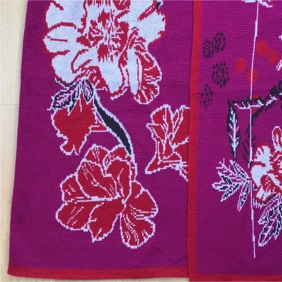 Badgley Mischka Cherry Blossom Jacquard Cardigan Sweater Coat Duster Floral